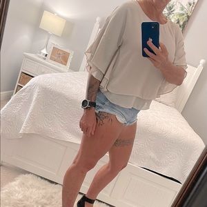 Lost April Tan Sheer Blouse